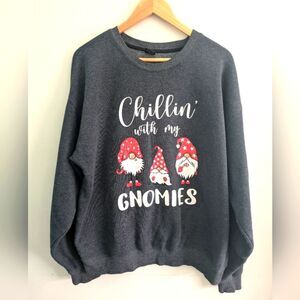 Christmas Sweater Novelty Gnome Graphic Size XL Gray